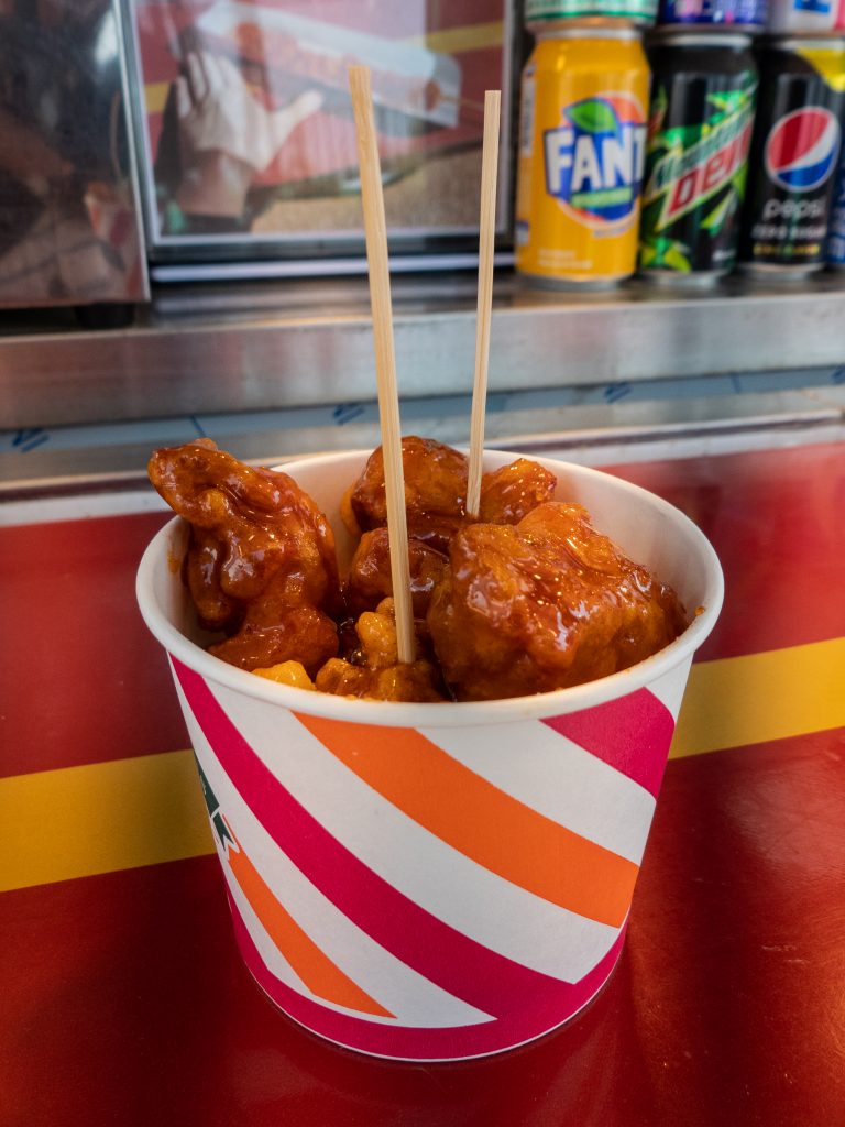 Poulet frit avant de prendre la capsule de la Blue Line